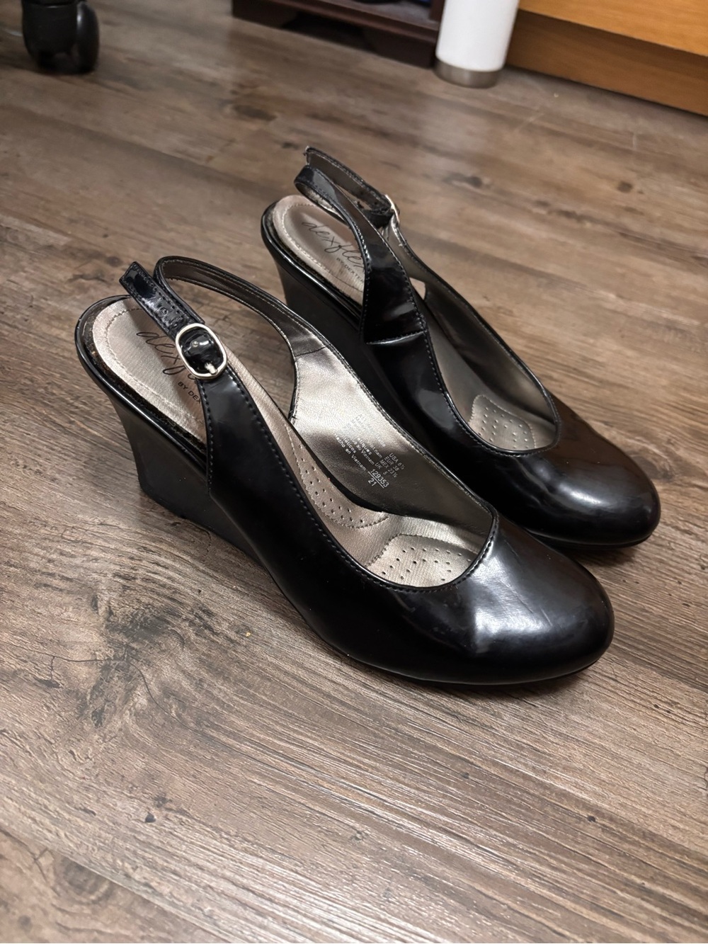 dexflex by Dexter Black Slingback Wedge Heels